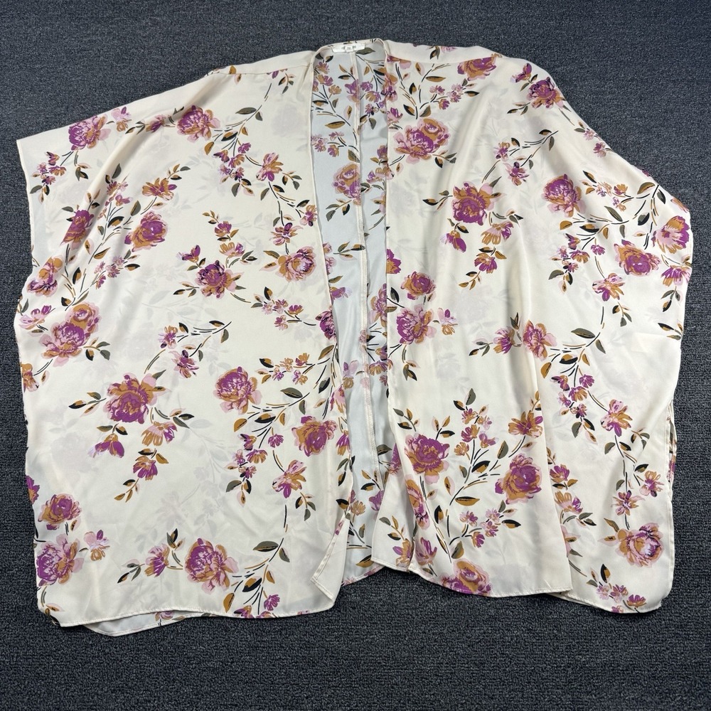 Maurices Womens Kimono One Size Multicolor Floral Print Lightweight Flowy